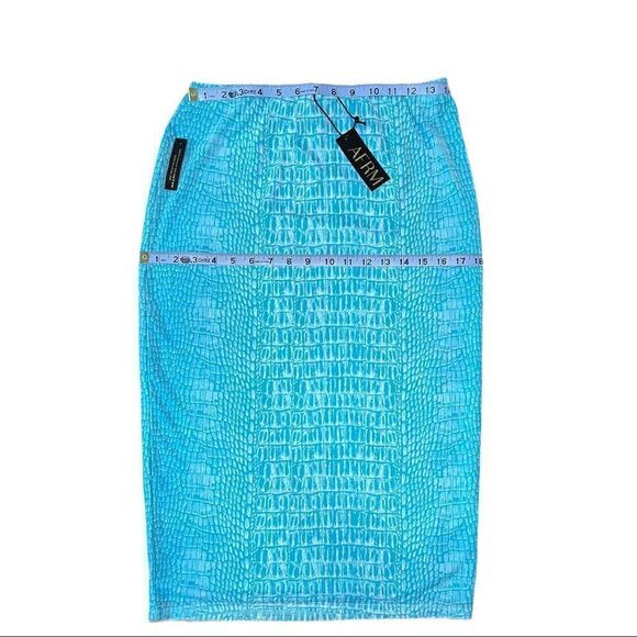 AFRM Lynn Mesh Snake Print Skirt in Aqua - Picture 4 of 7